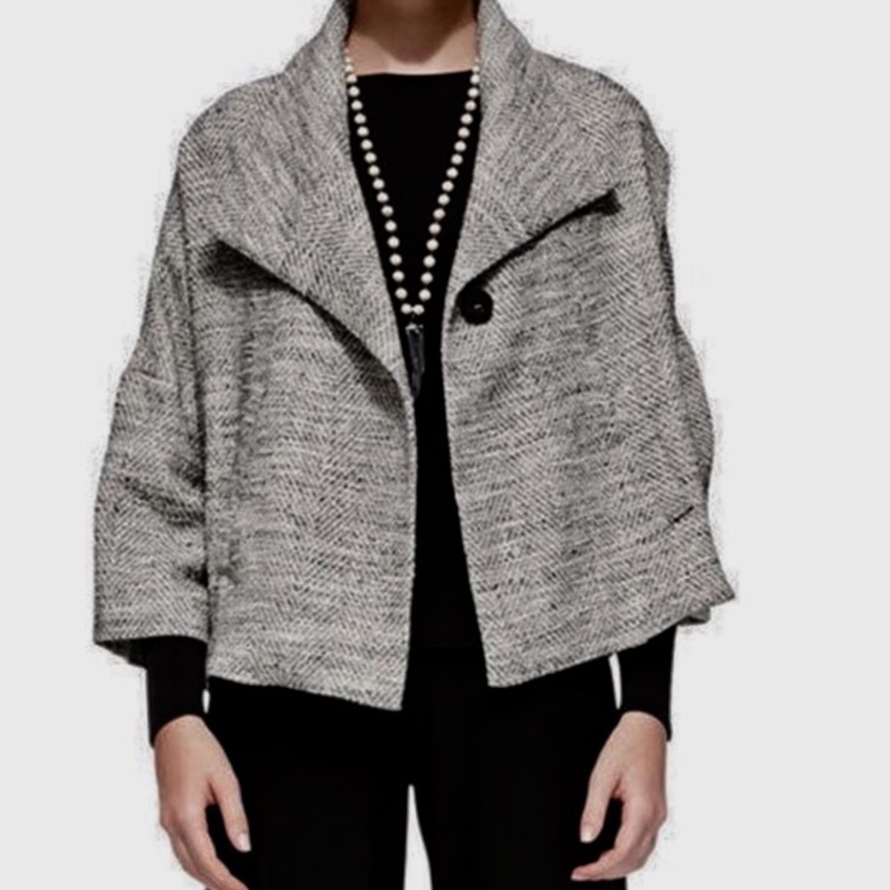 Eileen Fisher Tweed Silk Kimono Jacket XL $400
